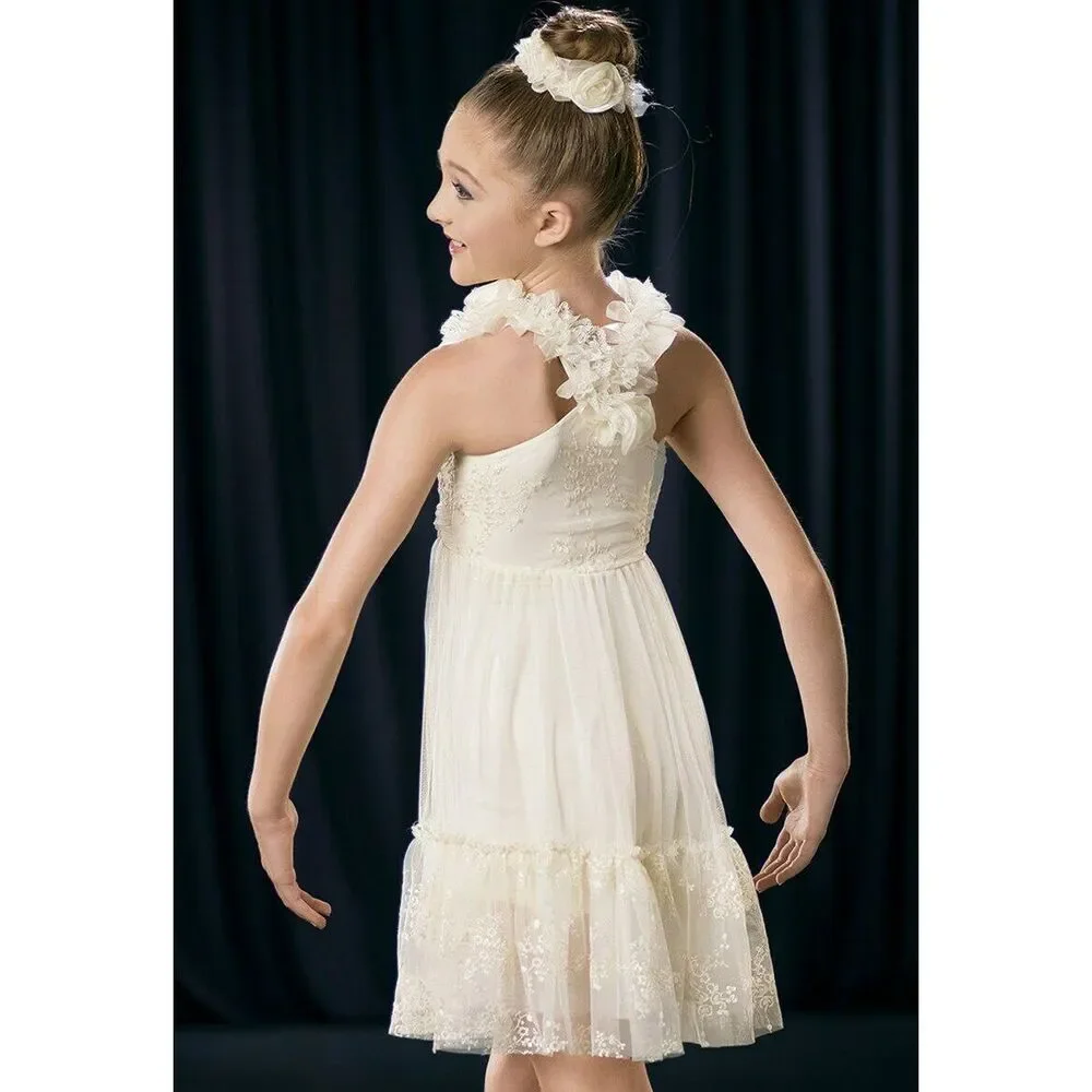 Pre-Owned Dance Costume Weissman 9523 Medium Child Ivory Dress Lyrical
